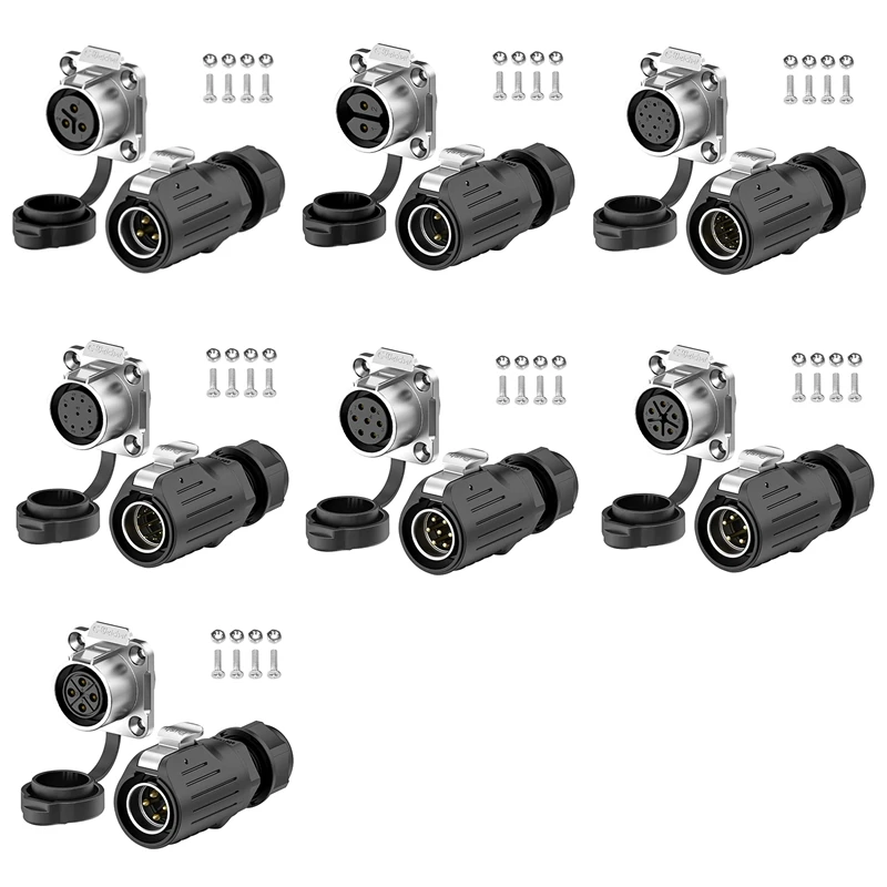 Industrial Waterproof Connector IP68 Quick Plugging Circular Connector Anti-Interference Shell Connector Easy Install (7 Pin)