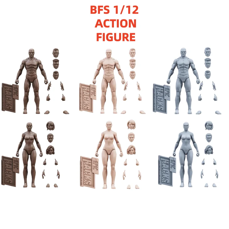 

In Stock Bfs Boss Fight Studio 1/12 A 4-Headed Sculpted Brown And Gray Action Figure Of A Male And A Female Body