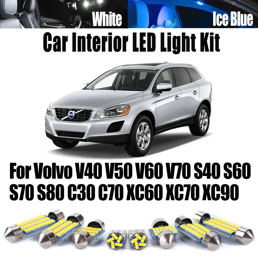 Canbus LED Interior Reading Map Light Kit For Volvo V40 V50 V60 V70 S40 S60 S70 S80 C30 C70 XC60 XC70 XC90 Car Bulbs Accessories