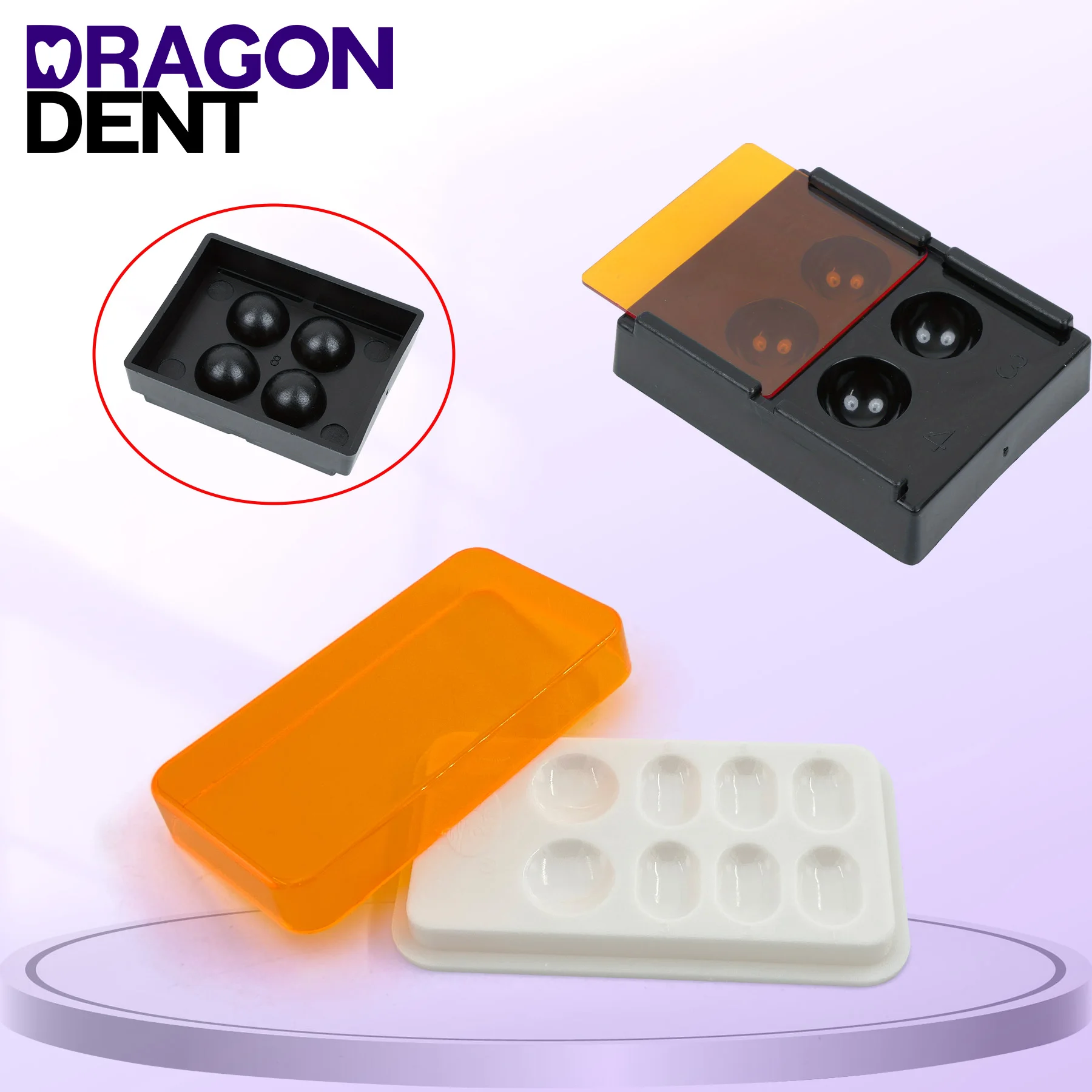 DRAGON DENT 4/8 Slots Dental Resin Shade Light Box Mix Composite Hood Case Protector Veneer Storage Organizer Tool