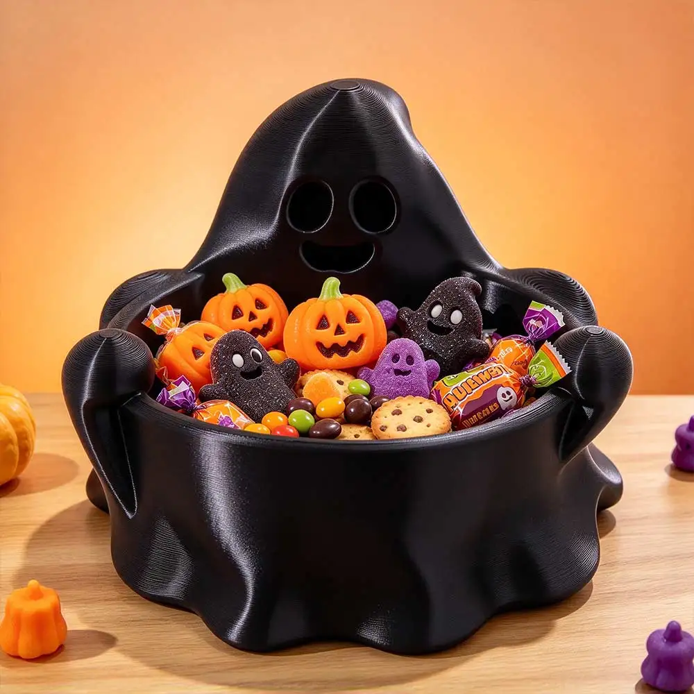 Snack Container 3D Printed Ghost Candy Bowl Creative Plastic Jewelry Organizer Cute Halloween Candy Dish Halloween