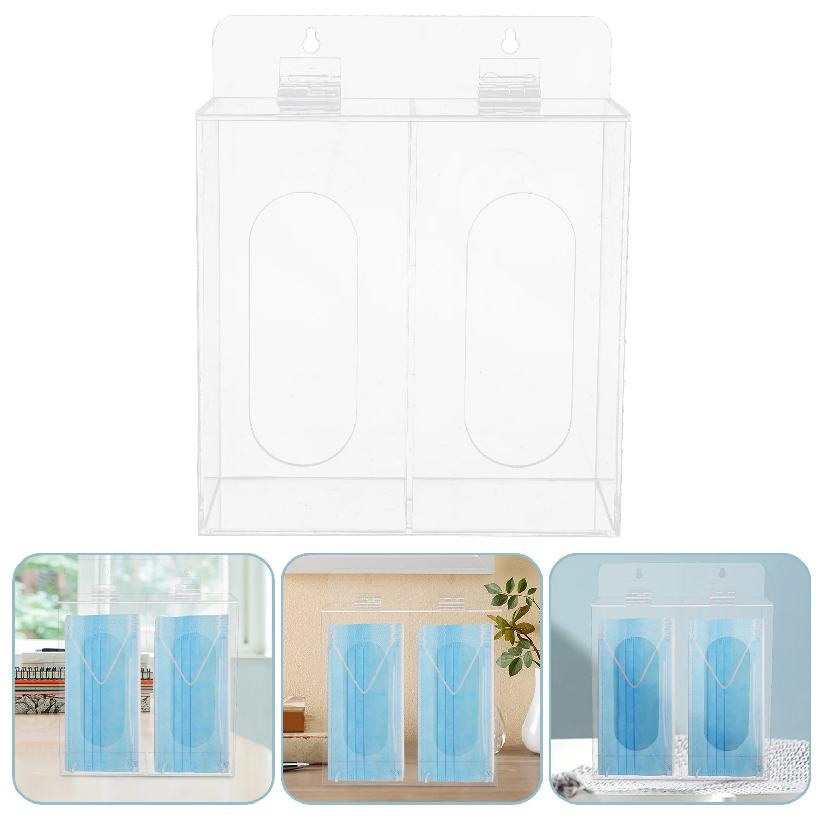 

Wall Mounted Mask Holder Acrylic Face Mask Dispenser Clear Storage Box for Disposable Masks Protective Bath Rack