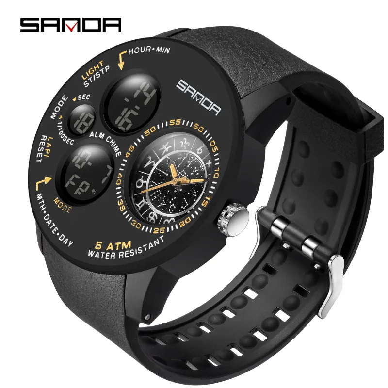 Fashionable waterproof men's watch large dial creative constellation large dial luminous electronic watch multifunctional youth