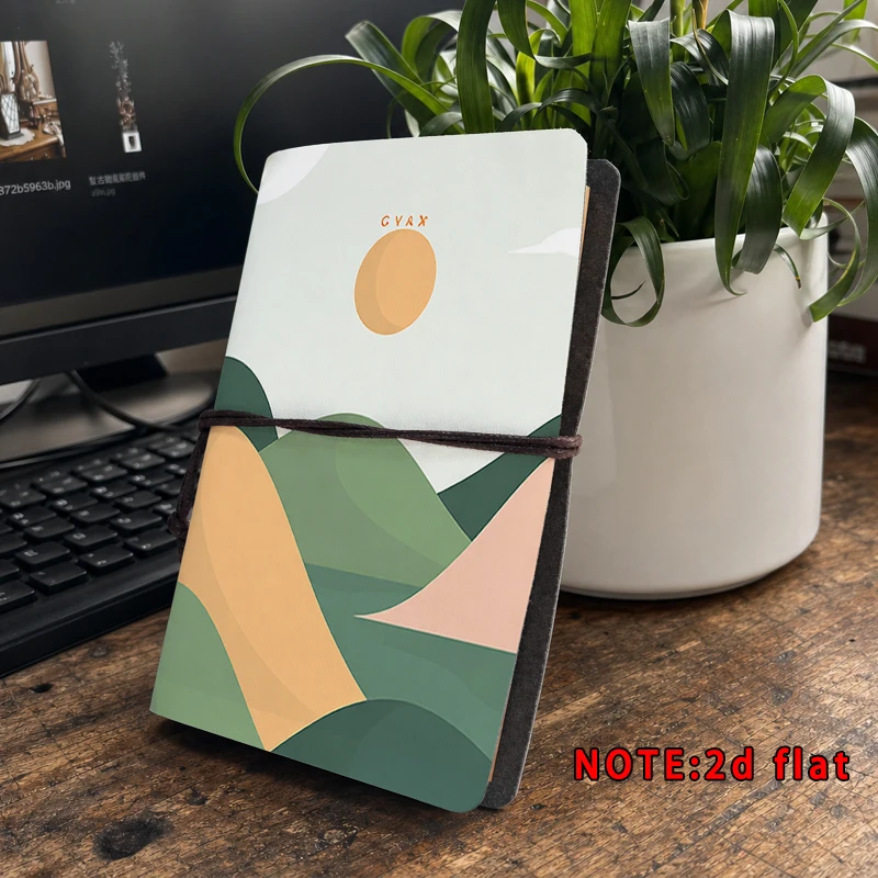 Boho Geometric Mountain Scenery Travel Notebook Portable String Bound Journal Removable Inner Pages For Nature Lovers  Gift