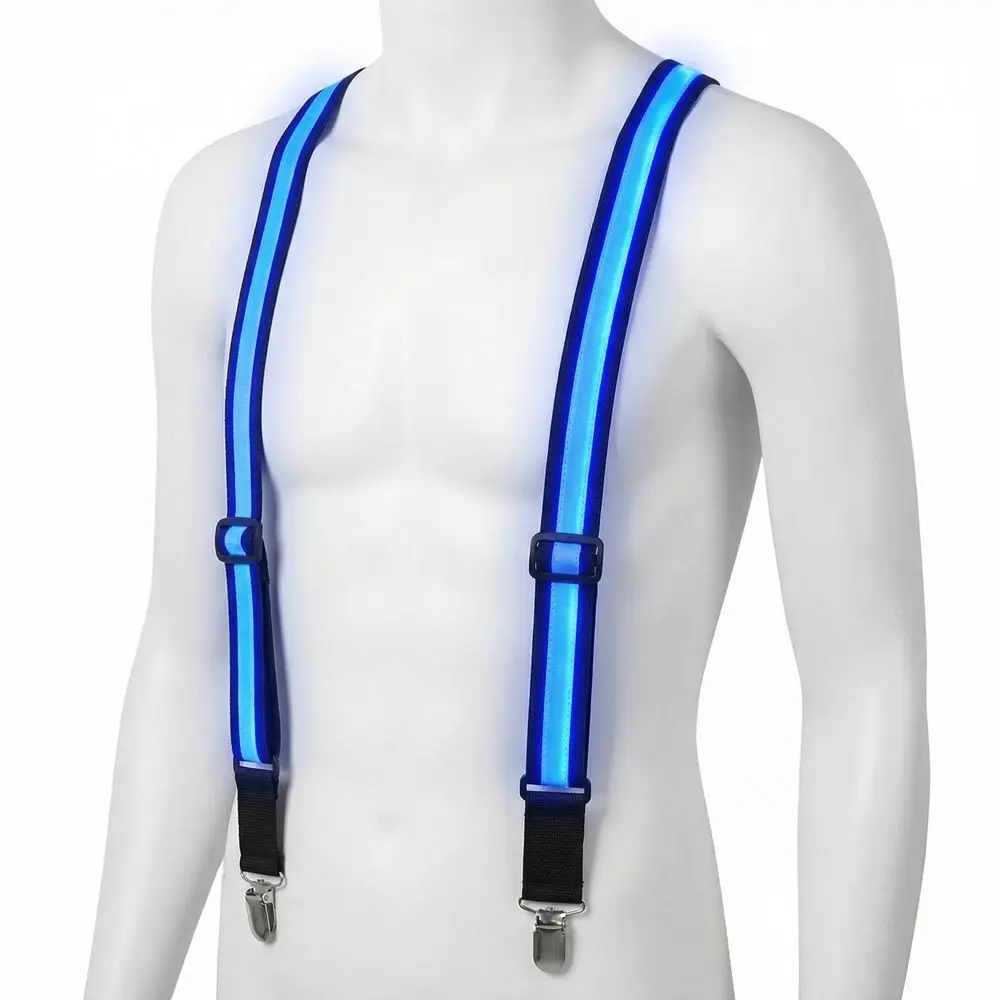 Y Back Light Up Suspenders Bright Glow-in-the-dark LED Woman Suspenders Hangers Accessory Neon Outfits Men Glow Pants Belt