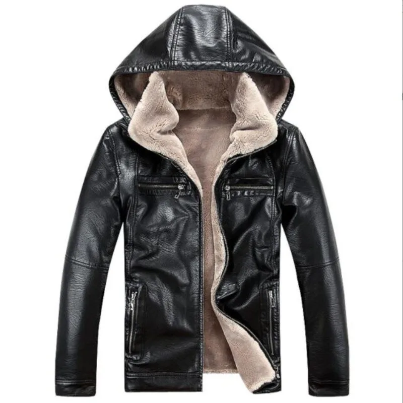 New Winter Men Brand Genune Leather Jacket Sheepskin Clothing Fur One Piece Casual Outerwear Plus Size Leather Jacket Nale Coat