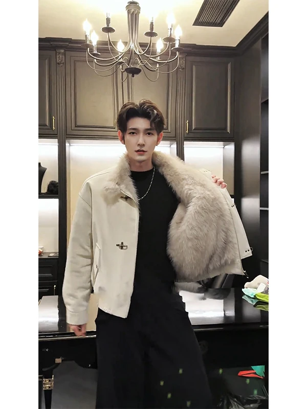 

Мужское хлопковое пальто American Sle Thiened Fce на подкладке, зимнее теплое пальто на молнии с застежкой-молнией и пуговицами, повседневное пальто-стойка