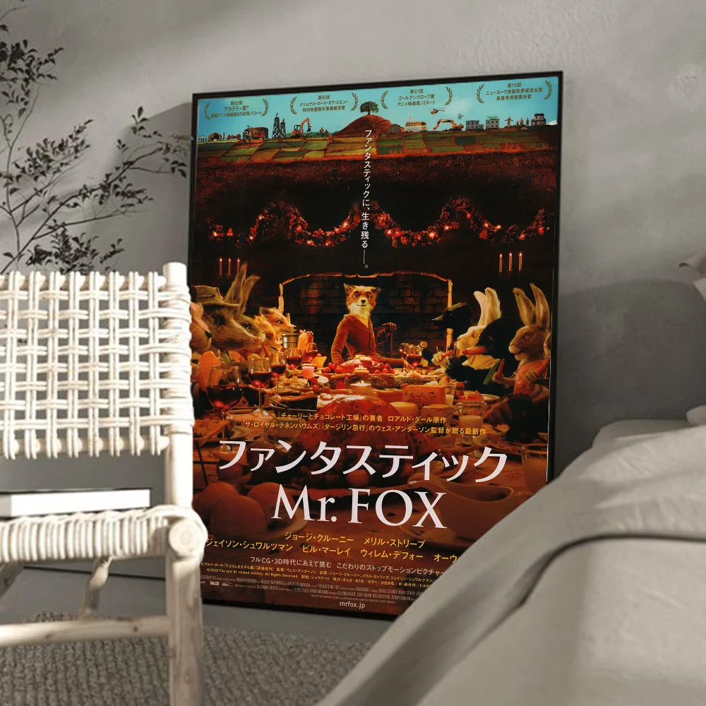 Movie The Fantastic Mr Fox Self-adhesive Art Poster Waterproof Paper Sticker Coffee House Bar Posters Wall Stickers