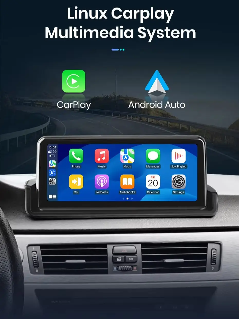 Junsun System Linux Bezprzewodowy Carplay Android Auto Odtwarzacz Multimedialny Radio Samochodowe do BMW Serii 3 E90 E91 E92 E93 2005-2012 Ekran Dotykowy IPS Bluetooth Nawigacja GPS Online Mirror Link — 2