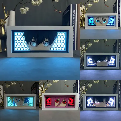 Blue Lock Anime Yoichi Isagi Figure Led Night Light Paper Cut Shadow Box Room Decoration Lamp Seishiro Nagi Figures Lightbox Toy