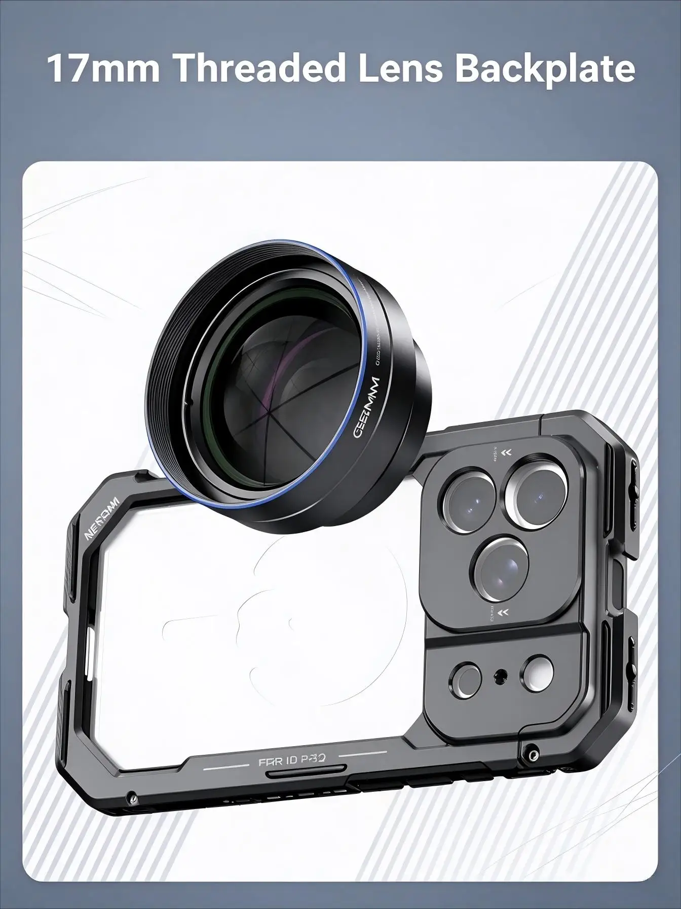 NEEWER Phone Cage, Mobile Video Rig with 3 Backplates, Moment T Mount Lens, 17mm Threaded Lens, For iPhone 18 Pro/Por Max ﻿