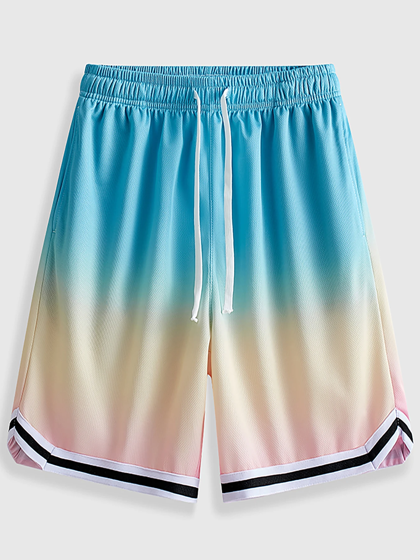 

Мужские летние шорты из полиэфирного волокна, микроэластичные градиентные свободные спортивные шорты с сухим кроем и градиентом