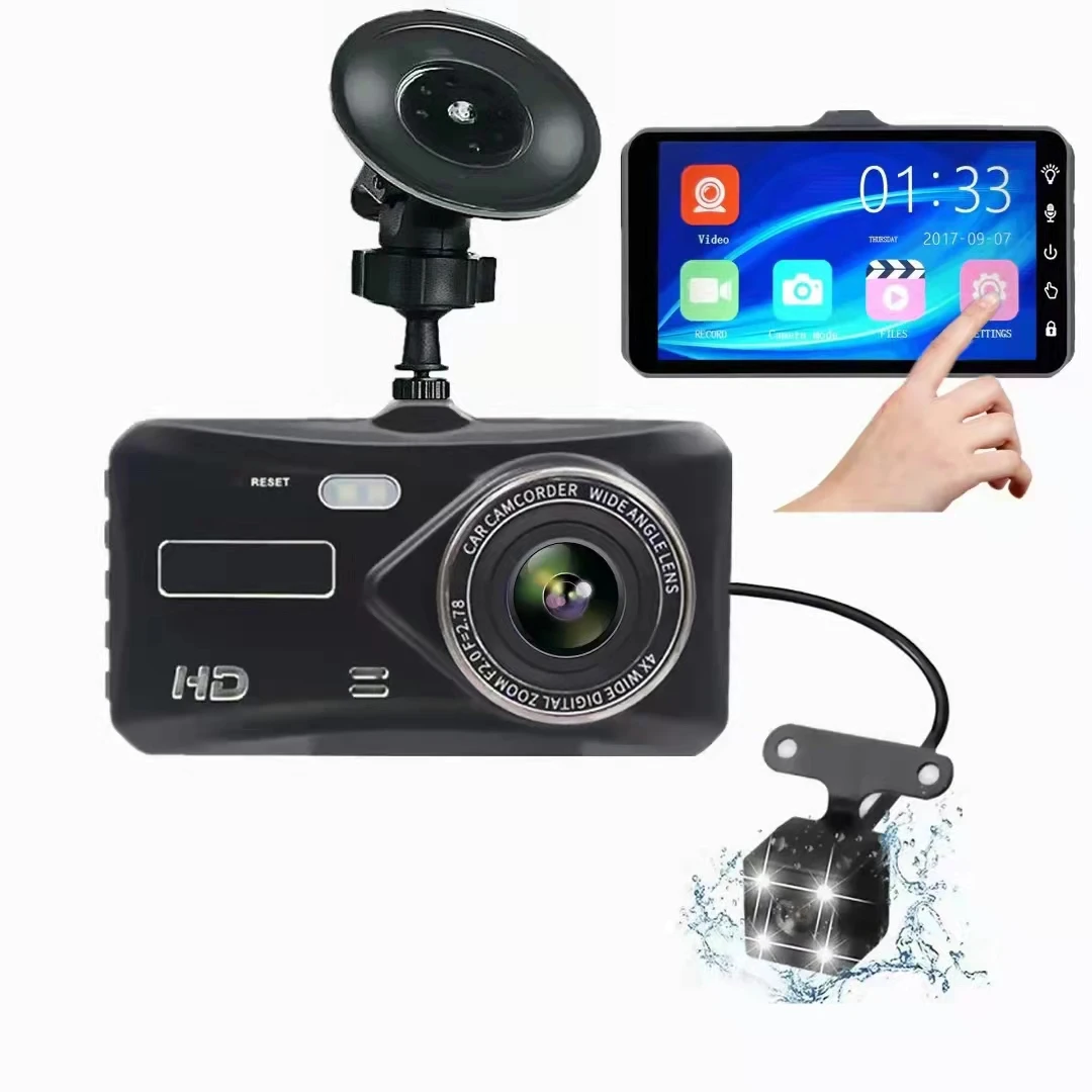 

Car Black Box 4" Touch Screen Dash Cam Rear Camera Motion Detection H.264 Car DVR IR Night Vision