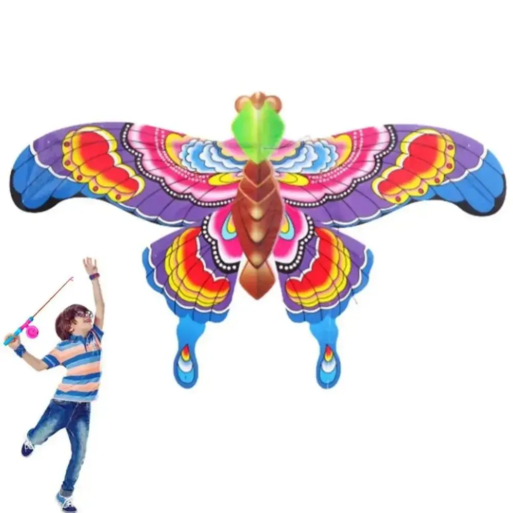 Blue Butterfly Kite Factory Outlet Cartoon 3D Dynamic Fishing Rod Kite Oudoor Toy Ripstop Bird Kite New Chinese Wind Lover