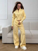 Wolfeel  New Autumn Winter Zip Up Knit Pants Set Women's Trendy Slim Fit Cardigan Pants Chic Commuting Sweater Outfit - Image 2