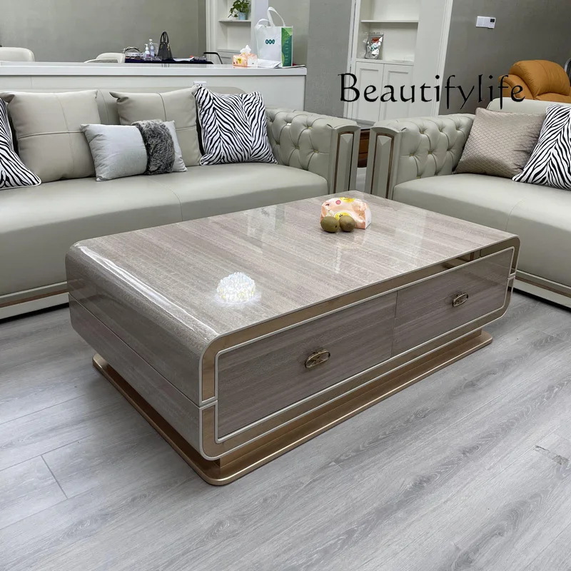 Italian Light Luxury Living Room Solid Wood Coffee Table Modern Minimalist Large and Small Apartment Type Suite Home Tea Table