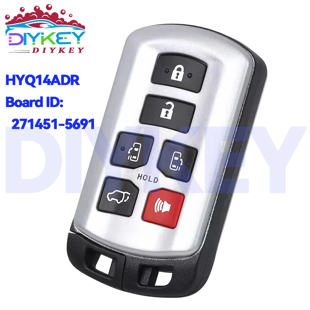 

DIYKEY для Toyota Sienna 2011-2020 FCC ID: HYQ14ADR 271451-5691 6 кнопок умный дистанционный брелок с бесключевым доступом 314,3 МГц ID 4D чип