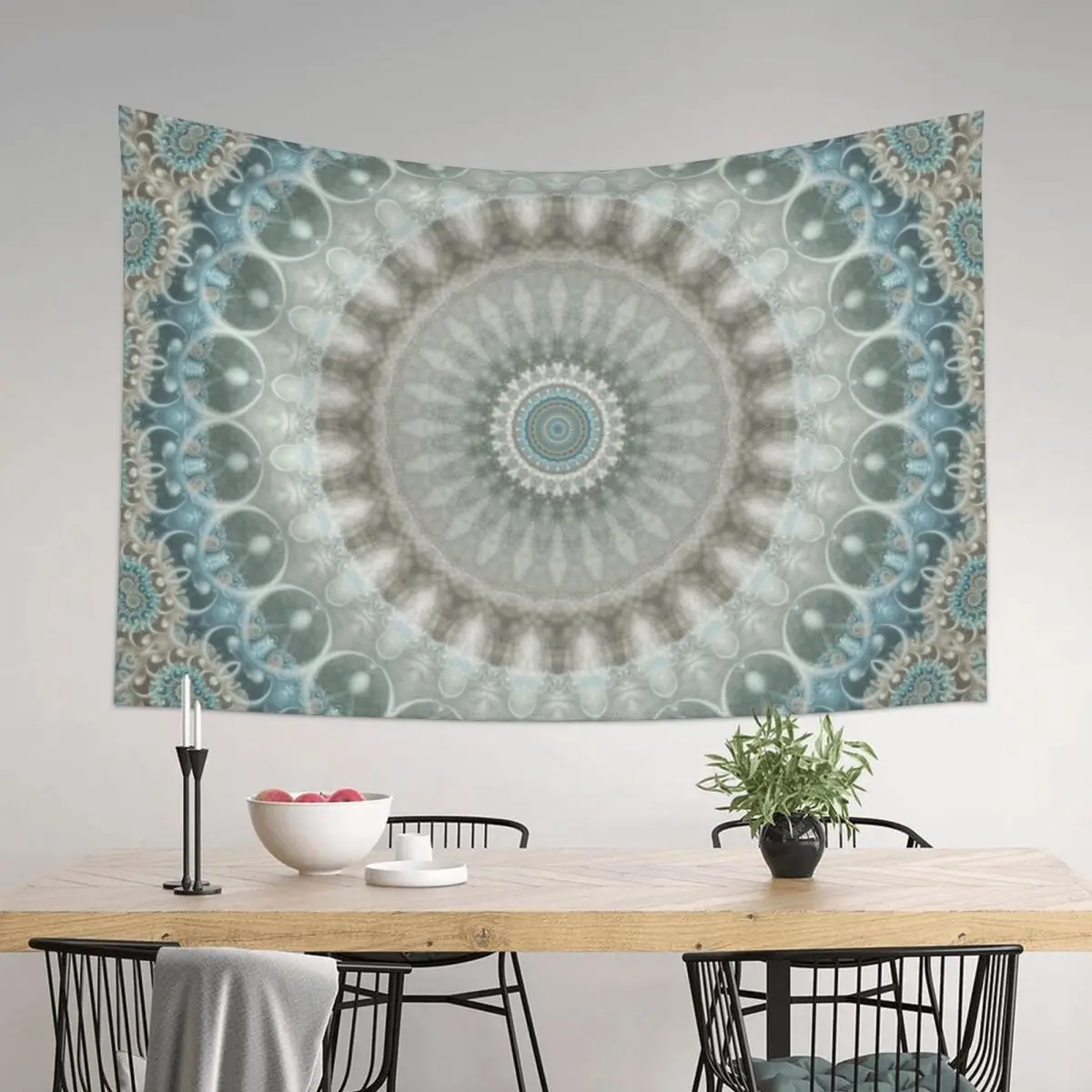 

Dreamy Grey, Blue and Ivory Mandala Tapestry Aesthetic Room Decor Decorative Wall Murals Kawaii Room Decor Tapestry
