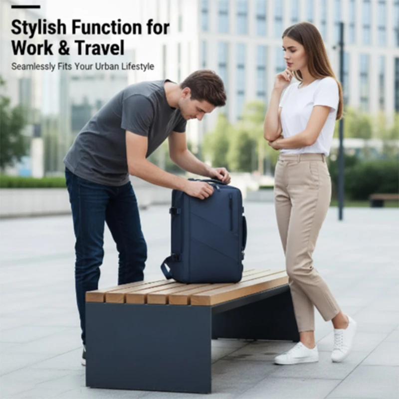 20-35L حقيبة كمبيوتر الأعمال القابلة للتوسيع واجهة USB على ظهره حقيبة ظهر ذات سعة كبيرة للتنقل اليومي مقاوم للماء #5