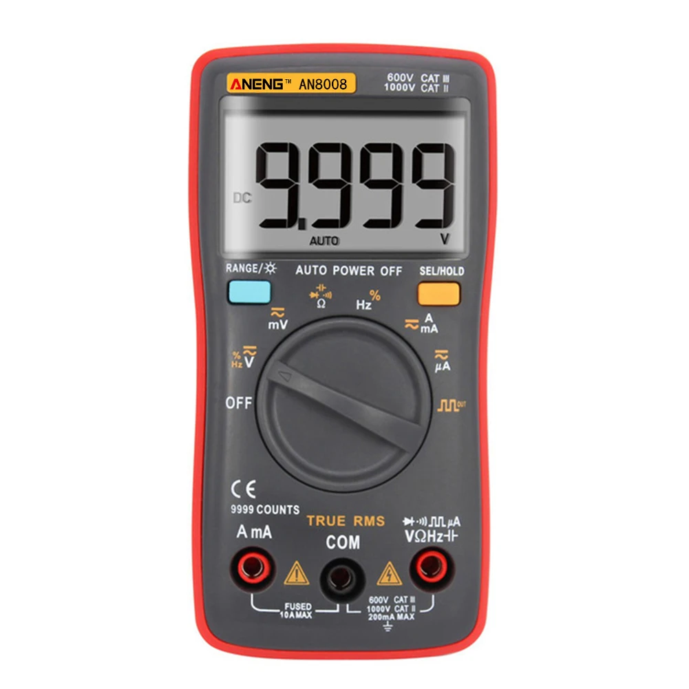 AN8008 Capacitance Meter AC/DC Ture RMS Portable Voltage Indicator High-precision 9999 Counts for Electrician Supplies