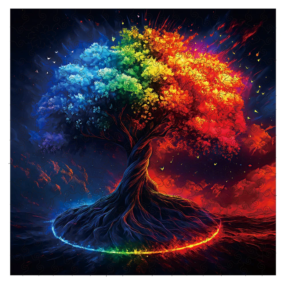 Colorful Tree of Life Wooden Puzzle For Adults, High Difficulty Toys Puzzle, Concentration Training For Adults, Christmas Gifts