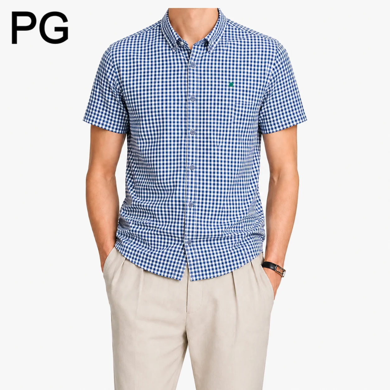 Oxford Cotton Casual Shirt Business - Męska koszula PG z krótkim rękawem