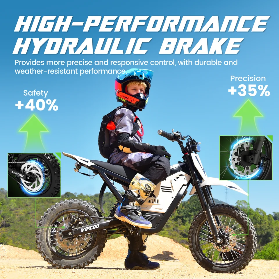 Electric Bike VIPCOO H2 3500W 48V 23AH Electric Motorcycle 12/14" Fat Tire Dirt Bike for Teenagers and Adults image 6