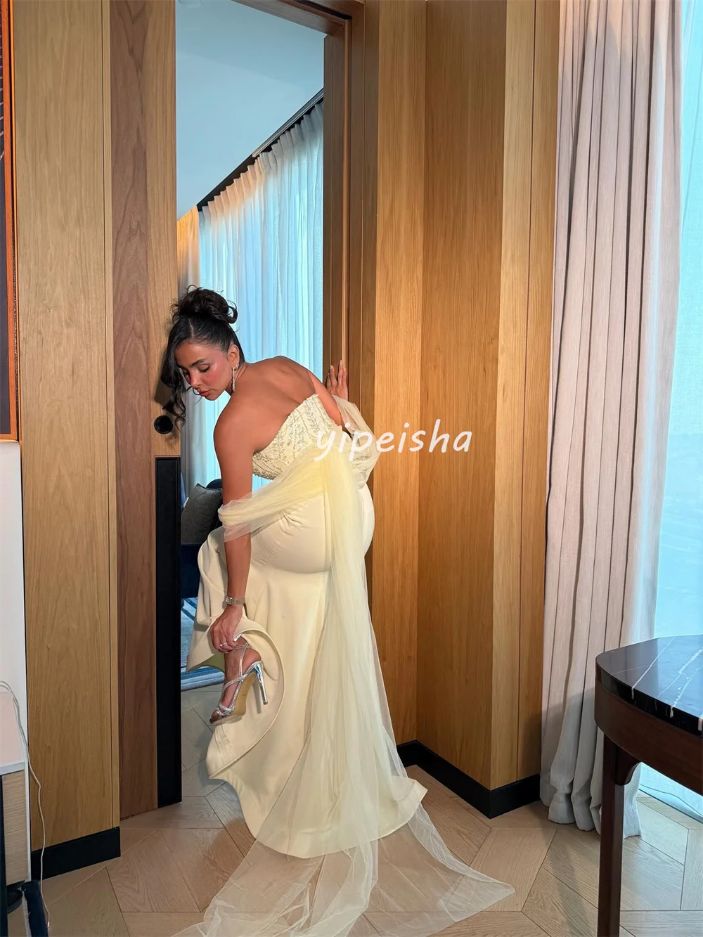 تخصيص مثير كلاسيكي جيرسي الديكور مطرزة حورية البحر حمالة فساتين طويلة مخصصة فساتين المناسبات الأحجام المتاحة الموضة