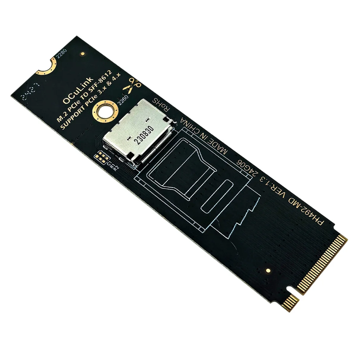 N-A75T M.2 NVMe PCIe to Oculink SFF-8611 SFF-8612 Adapter M.2 Mkey Nvme to SFF-8612 Adapter for NVME U.2 U.3 SSD