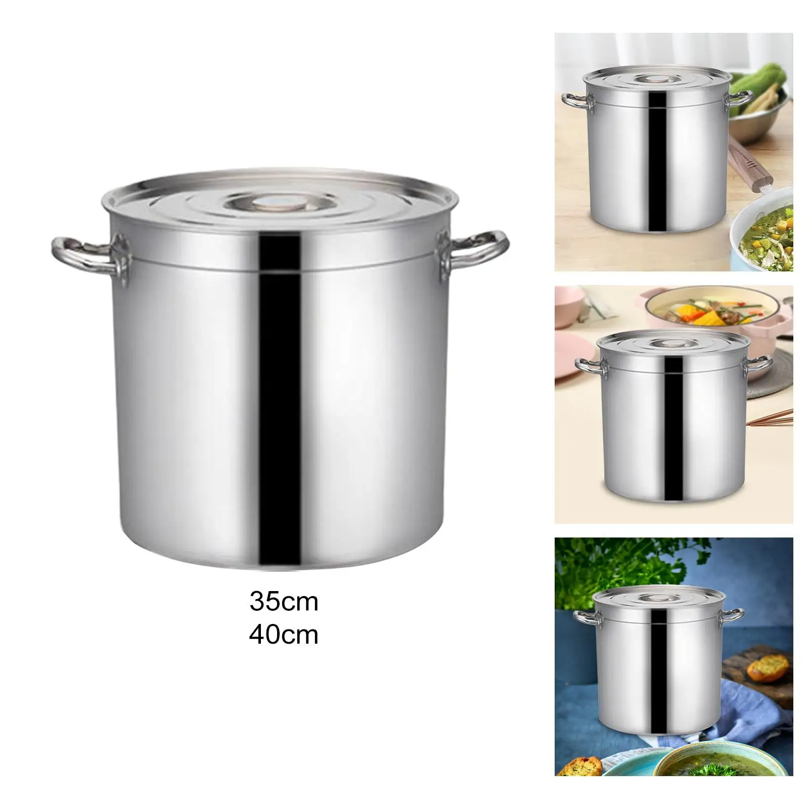 

Stainless Steel Stockpot with Handle Easy to Clean Canning Pasta Pot Big Cookware for Hotel Canteens Commercial Household