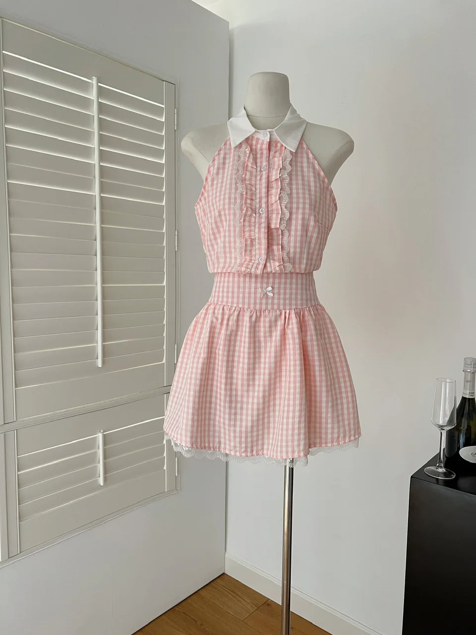 

Summer Women Korean College Style 2000s Shoujo Girl Plaid Stylish Outfits 2 Piece Set Sleeveless Crop Top + Preppy Mini Skirt