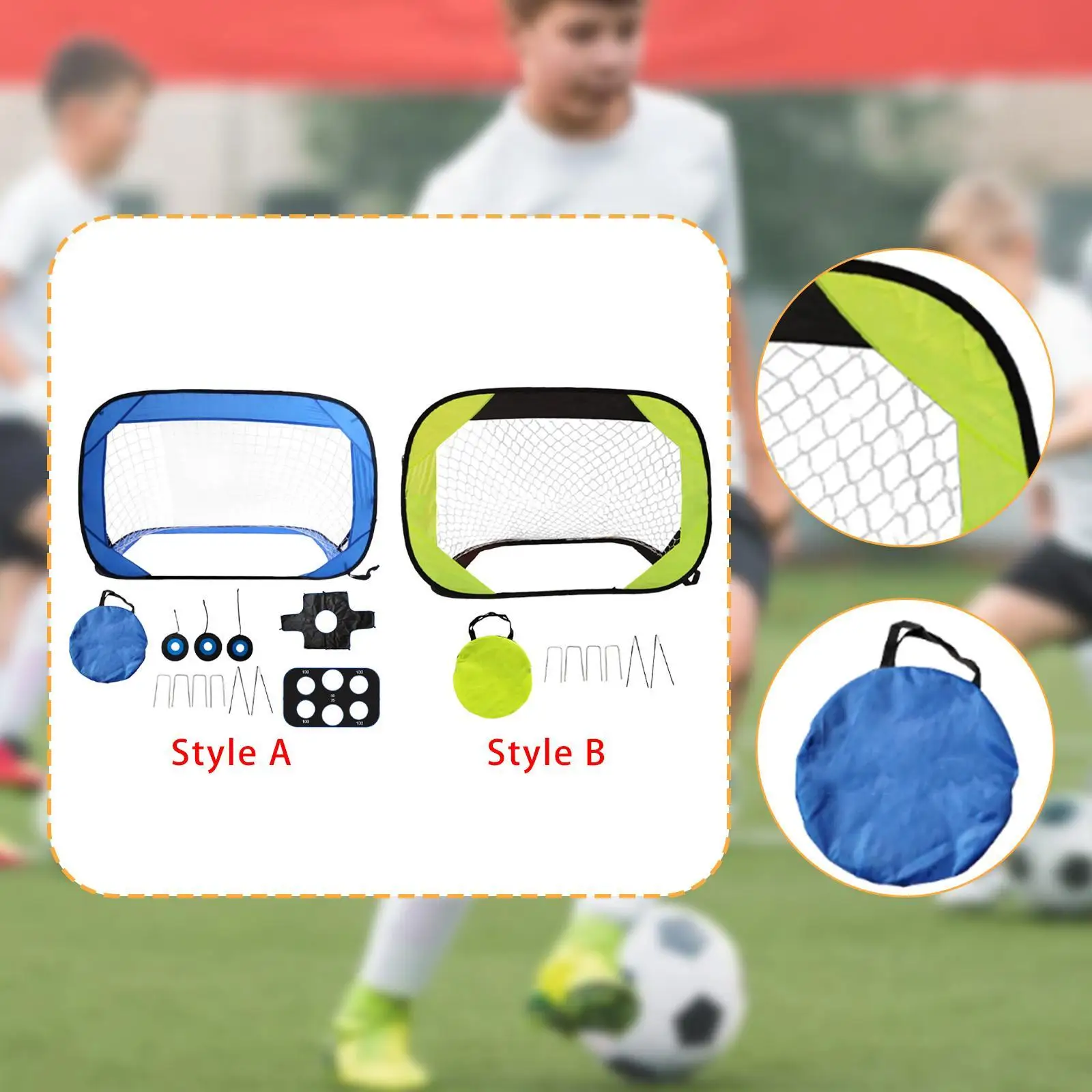 ประตูฟุตบอลแบบพกพา ประกอบง่าย พร้อมกระเป๋าหิ้ว ฝึกซ้อมได้ พับเก็บได้ ของเล่นเด็ก สำหรับสนามกีฬา สนามหลังบ้าน สวน