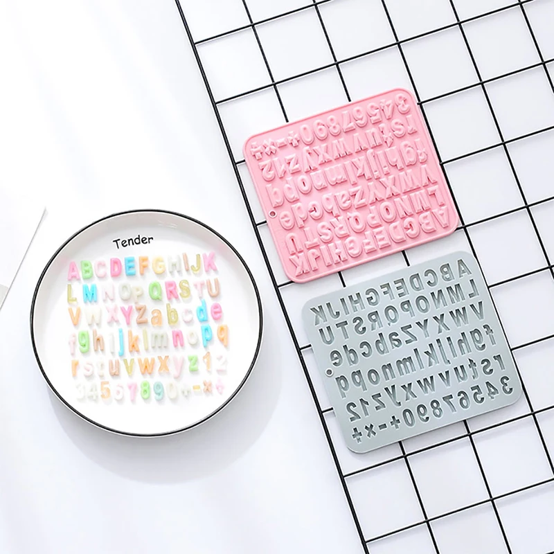 JCD English Letter Silicone Chocolate Mold Alphanumeric Candy Biscuit Jelly Ice Baking Mould Cake Decor Soap Candle Making