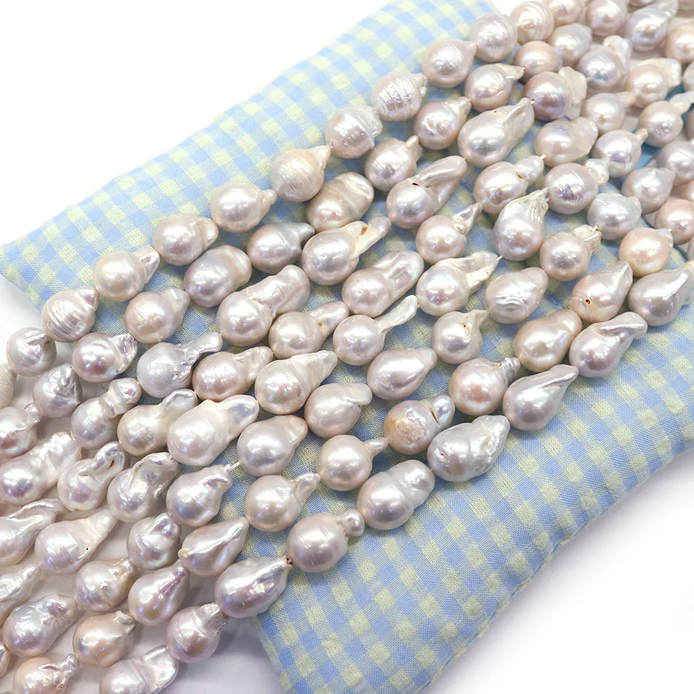Threaded Irregular Natural Freshwater Large White Pearls Straight Holes Beading Materials DIY Charming Unique Necklace Accessory