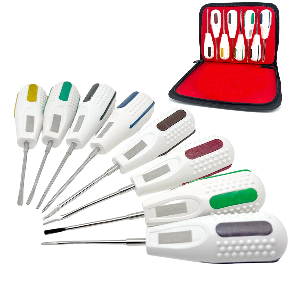 

8Pcs/Set Dental Luxating Lift Curved Root Elevator Kit Dentistry Surgical Minimally Invasive Tooth Elevator