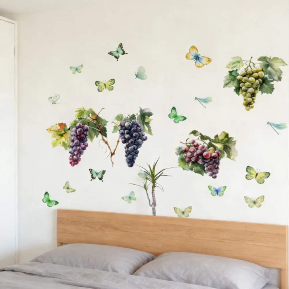 Butterfly and Vine Pattern PVC Wall Sticker for Indoor Home Decoration Spaces Including For Bedroom and Bathroom