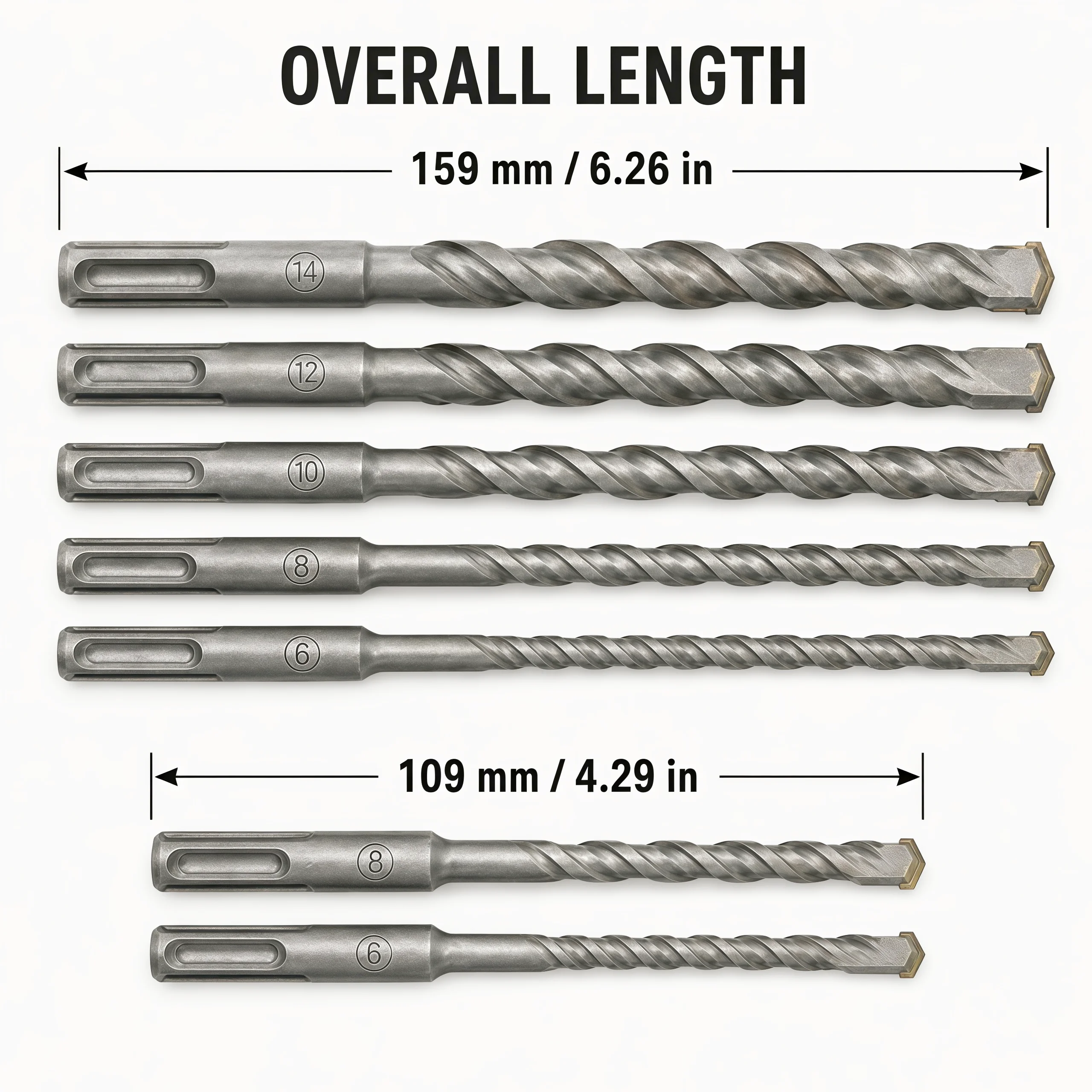 7‑Piece SDS‑Plus Masonry Drill Bit Kit, SDS‑Plus Shank for Rotary Hammer, Drilling Concrete, Brick and Masonry Block