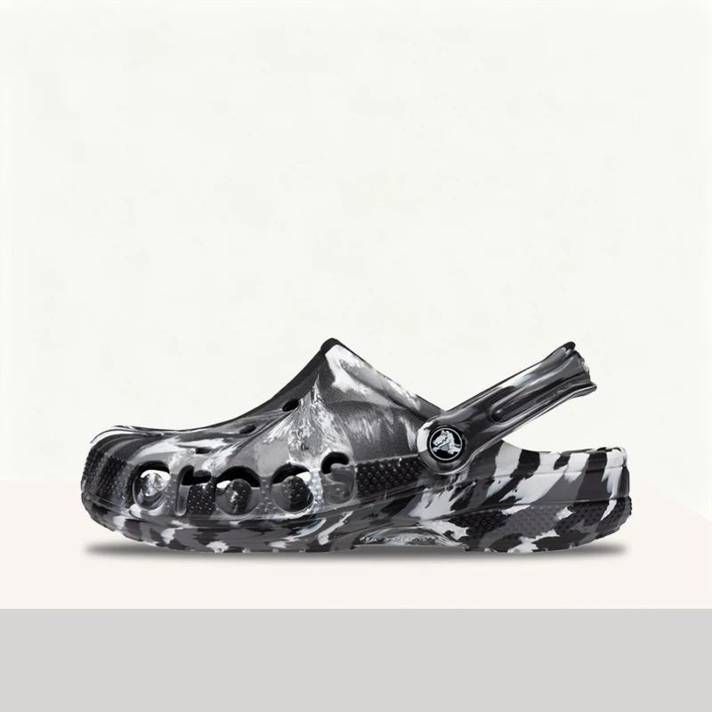 Crocs Bayaband Clog Black Stylish Trendy Marble-Print Premium Casual Soft 3cm Heel Slip-On Unisex Clog 206935-066