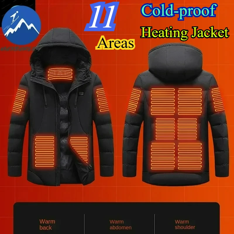 

Зимняя куртка с подогревом, мужская 11, зона нагрева, зарядка через USB, парки с контролем температуры, уличные дорожные куртки с защитой от холода