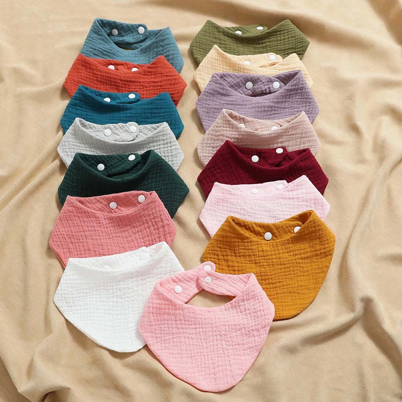 

3Pcs/pack Baby Saliva Towel Summer Double Layers Cotton Gauze Triangle Burp Cloths Towel Bib For Newborn Boys Girls