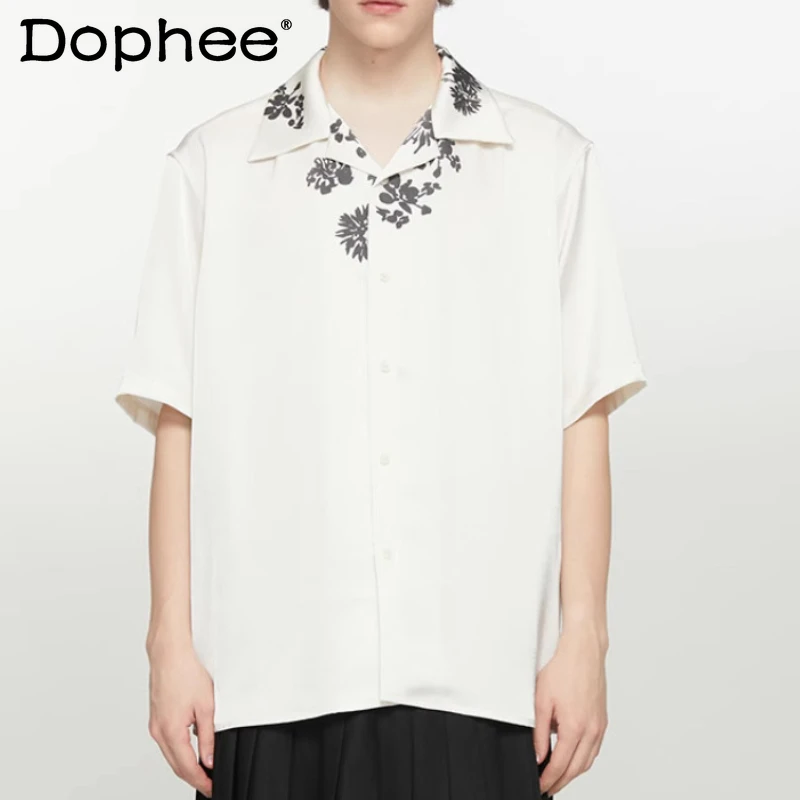 

Men's Women's 2025 Four-season Wear New Shirts Stylish Original Printing High-end Satin Contrast Color Shirts Loose Comfort Tops