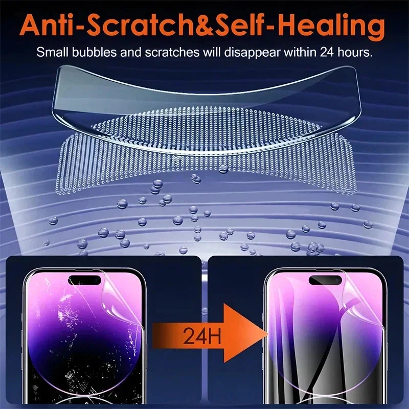 4Pcs Full Coverage Hydrogel Film For iPhone 11 12 13 14 15 Pro Max Screen Protector For iPhone 11 13 14 15 Plus Screen Protector