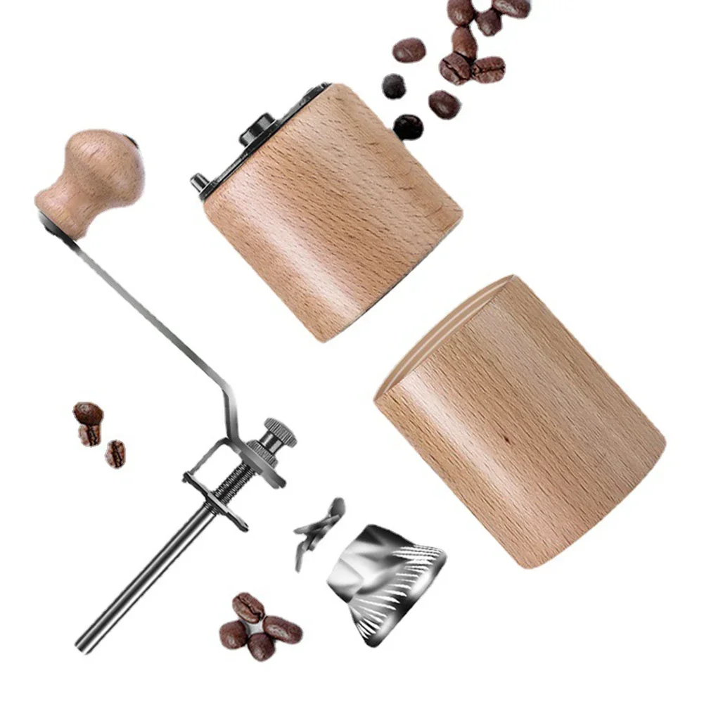 

Hand-Cranked Coffee Grinder 18.5*15.5*8cm Wooden Solid Wood Household Coffee Bean Grinder Adjustable Kitchen Coffee Machine Part