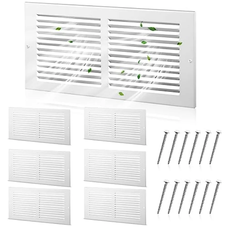 

Pelopy Pack Return Air Grille Vent Covers for Wall and Ceiling, Heavy Duty Steel HVAC Duct Cover Replacement with 12 Screws, Wh