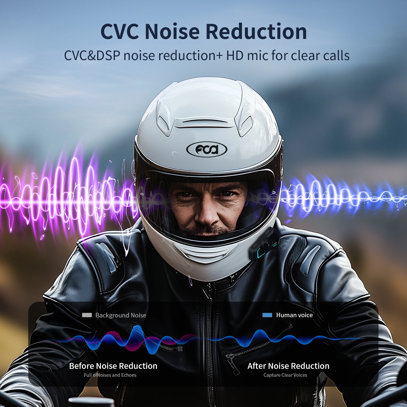 2pcs Fodsports T1 bluetooth motorcycle intercom,bluetooth helmet headset,moto interphone,1000M,BT5.4,FM radio - Image 3