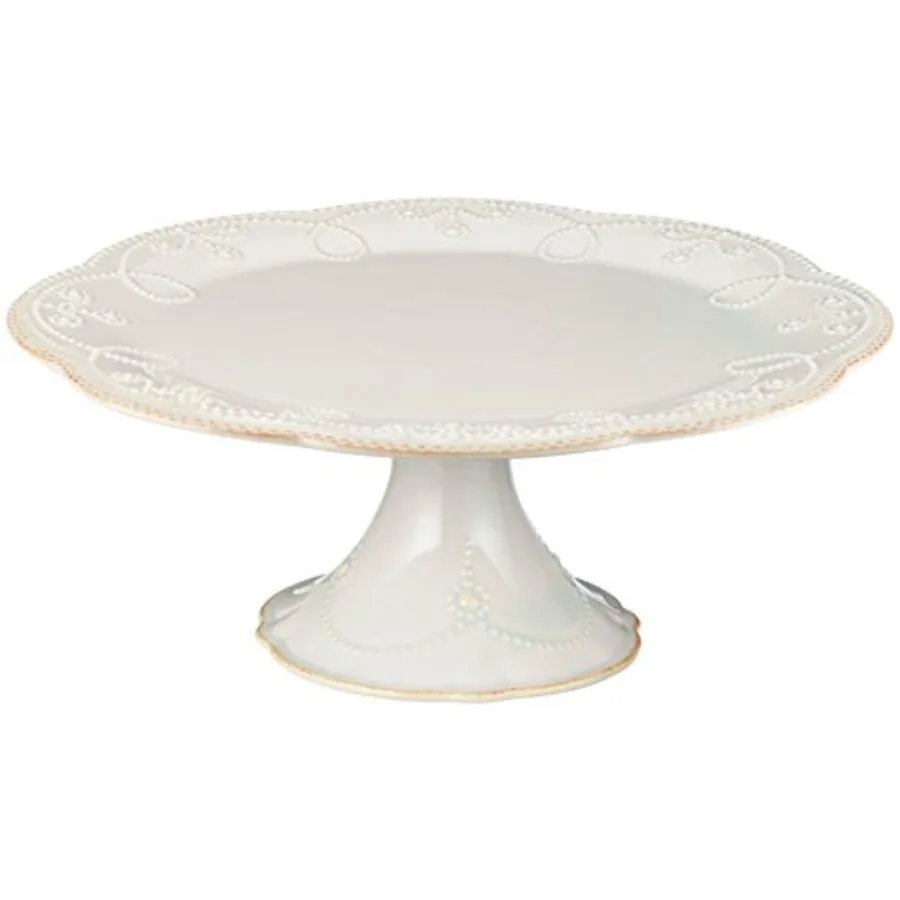

French Perle Pedestal Cake Plate Medium White -