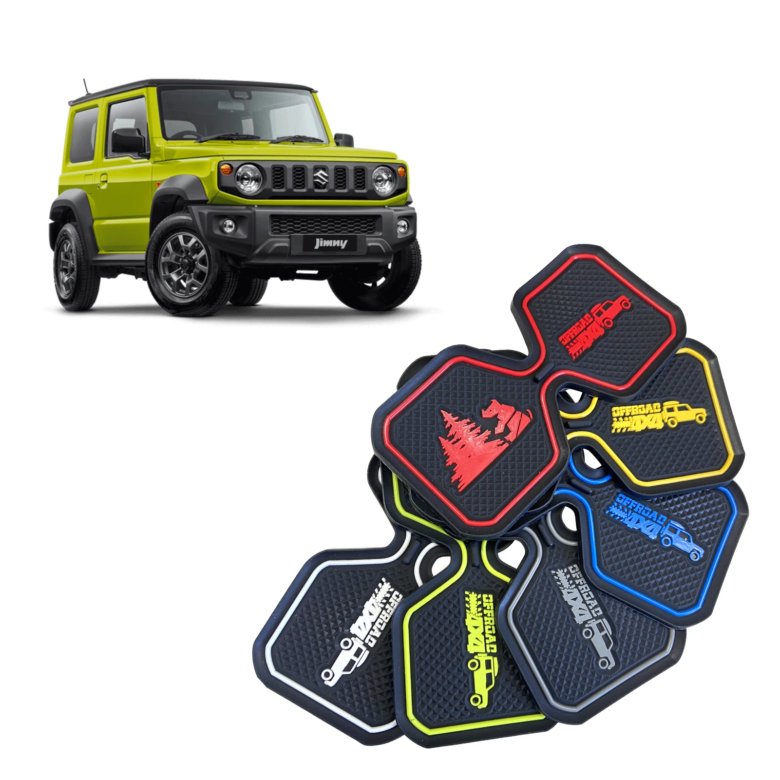 Almohadilla de ranura para posavasos de coche noctilucente para Suzuki Jimny JB64/JB74 2019-2022, alfombrilla antideslizante, alfombrilla de