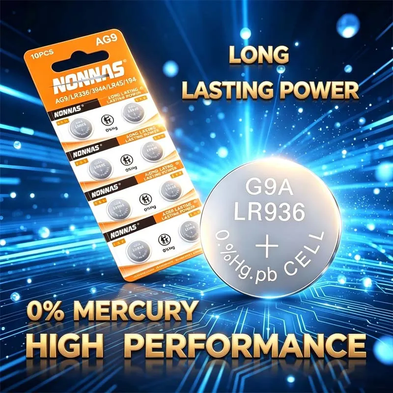 NDNNAS AG9 1.5V Button Coin Cell Battery Long-Lasting Small Electronic Devices Key Watch Remote Control Compatible New