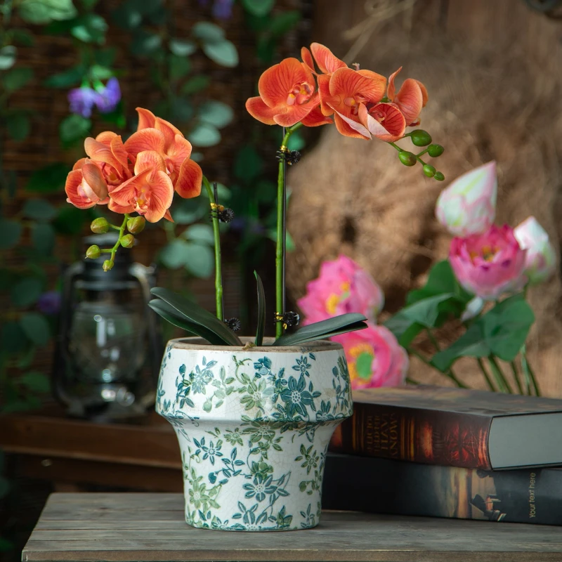 Flower Pot,Vintage Ceramic Pot for Planter with Drainage Holes, Ice Crack Glazed Indoor Planters Pot for Indoor,Gardening Gifts