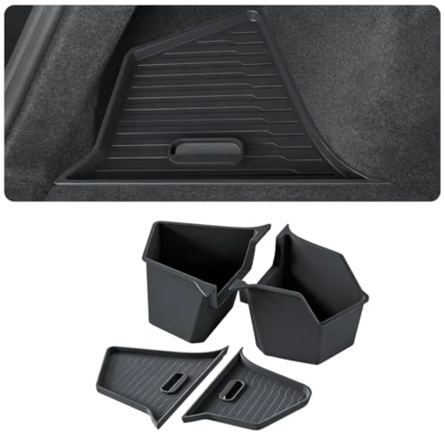 

Органайзеры для багажника Tesla Model Y Juniper 2025-2026 на заказ - задние контейнеры для хранения с крышками - водонепроницаемые, без запаха, из TPE